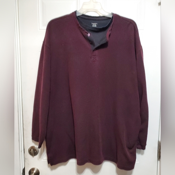 Haggar Burgundy Men's Long-Sleeve Henley Shirt Built-In Tee  size 3XLT - Picture 15 of 15
